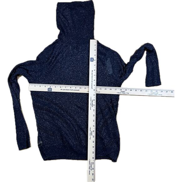 NWT Anthropologie Angel of the North Sheer Metallic Swirl Turtleneck Navy Blue S - Picture 10 of 10